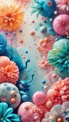 Leinwandbilder - Vibrant floral abstract design for mobile backgrounds with colorful elements and textures