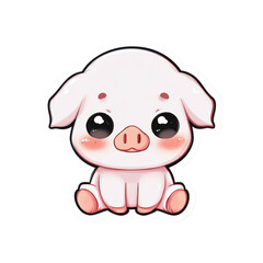 Poster - Adorable cartoon piglet with large eyes isolated against a clean backdrop with empty space