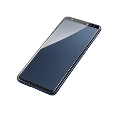 Fototapete - hyper realistic smartphone midnight blue aluminum frame edge oled, screen isolated pure white background subtle soft shadow clean easy creative project use simple art asset download digital graphic wa