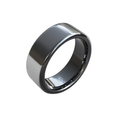 Fototapete - hyper realistic smart ring polished titanium band hidden sensors, isolated pure white background subtle soft shadow clean studio creative project use simple art asset download digital graphic wallpape