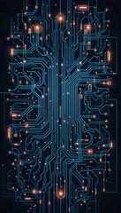 Aufkleber - Circuit board design with glowing elements for mobile display backgrounds
