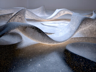 Poster - Abstract Curving Forms with Glittering Particle Effect and Soft Lighting