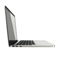 Fototapete - hyper realistic slim modern laptop perfect side profile view, isolated pure white background subtle soft shadow clean studio texture background photo resource stock image design easy creative projectx