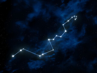 Wall Mural - constellation hydra isolated in the sky. cluster of bright stars. astrological symbol.