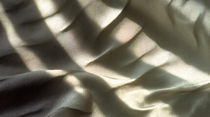 Poster - Abstract Beige Fabric Texture with Window Shadows Creating a Wavy Pattern