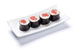 Sushi maki beautifully arranged on plate