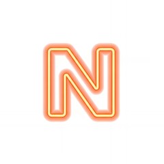 Poster - Vibrant Luminous Electric Bright Modern Digital Typography Illustration of Isolated Uppercase Alphabet Letter N Featuring Dynamic Neon Light Effect Ideal Element for Graphic