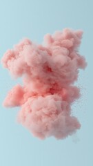 Poster - Pink powder bursting backdrop, light blue across forming dynamic cloud like explosion