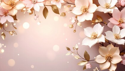 Poster - Elegant floral background design nature inspired digital art soft pastel colors abstract view decorative concept for invitations and cards