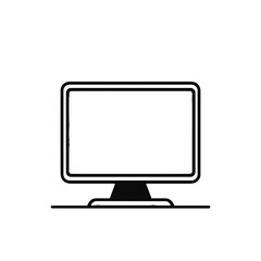 Minimalistic black and white illustration of a computer monitor  