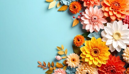 Poster - Vibrant floral arrangement studio background decorative art bright environment aerial view nature inspiration