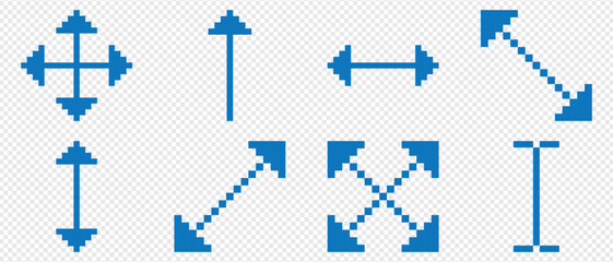 Wall Mural - 8 bit pixel arrows vector icon set. pixel arrows. vector pixelart arrows. 8 bit pixel arrows. arrow 