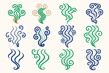 Poster - Collection of decorative abstract swirls in various colors ideal for graphic design projects on a white background offering versatile options