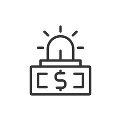 Poster - Emergency fund pixel perfect linear icon. Risk management. Financial planning, budget. Alert signal, danger. Thin line illustration. Contour symbol. Vector outline drawing. Editable stroke