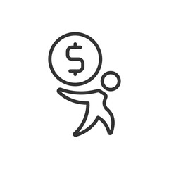Poster - Paying debt pixel perfect linear icon. Pay off, credit. Loan, mortgage. Financial management, economics. Thin line illustration. Contour symbol. Vector outline drawing. Editable stroke