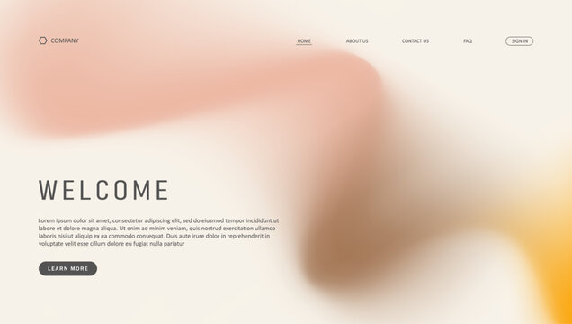 Abstract wave futuristic design of landing page. retro gradient mesh website design