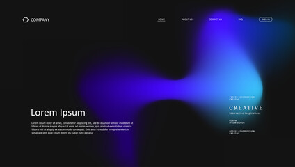 Fototapete - Abstract wave futuristic design of landing page. retro gradient mesh website design