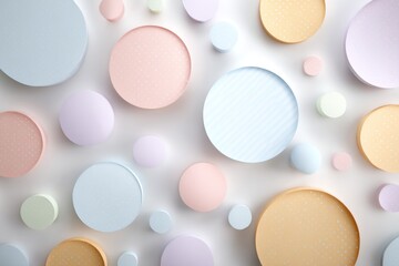 Fototapete - An abstract composition of colorful, layered circles against a light background.