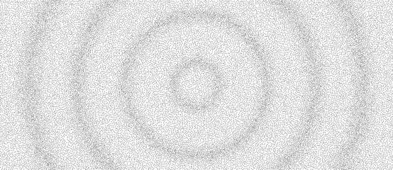 Poster - Abstract background with dotted circles. Random stipple dots background. Black shapes on a white background.