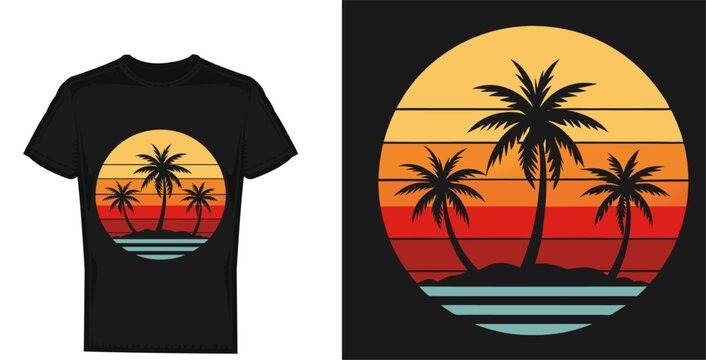 Summer retro t-shirt design for men and women. summer beach vacation t-shirts, summer surfing t-shirt vector design. Retro vintage t-shirt design. Custom t-shirt design