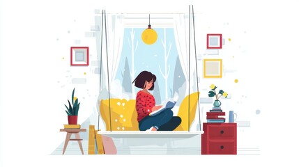 Poster - Cozy Reading Nook With Natural Light and Decorative Elements for Inspiration and Relaxation