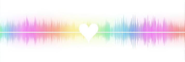 Aufkleber - Heartbeat Line in Rainbow Gradient Culminating in a Soft Heart Symbolizes Love and Emotion