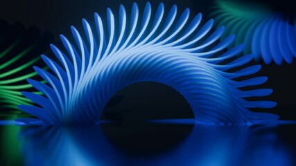 Leinwandbilder - Abstract background with motion graphics of blue gradient wheel in shade . 3D rendering of blue neon glow animation
