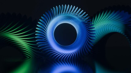 Leinwandbilder - Abstract background with motion graphics of blue gradient wheel in shade . 3D rendering of neon blue blurred animation