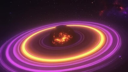 Wall Mural - Celestial body with rings in space