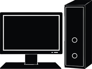 Leinwandbilder - Vector art of a desktop computer with monitor and tower isolated on white background
