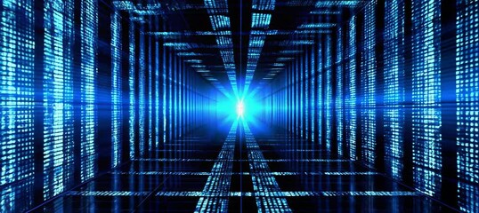 Aufkleber - Virtual digital space portal background. Future time travel tunnel. Generative video AI technology.	
