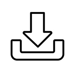 Poster - Download linear icon. Downward arrow. User interface button. Data transfer and management. Files transfer. Thin line illustration. Contour symbol. Vector outline drawing. Editable stroke