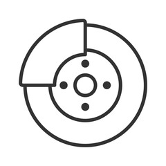 Poster - Disc brake linear icon. Auto repair service. Brake replacement. Automotive part. Vehicle maintenance. Thin line illustration. Contour symbol. Vector outline drawing. Editable stroke