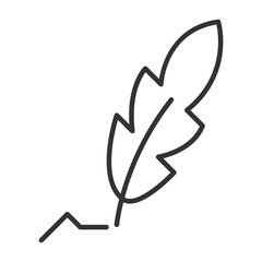 Poster - Quill linear icon. Old-fashioned writing instrument. Calligraphy symbol. Sign paper. Handwriting with plume. Thin line illustration. Contour symbol. Vector outline drawing. Editable stroke