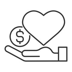 Poster - Charitable donations linear icon. Financial support. Health funding. Financial aid. Social responsibility. Thin line illustration. Contour symbol. Vector outline drawing. Editable stroke