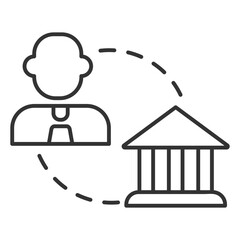 Poster - B2G model linear icon. Business to government. Business model. Government regulations. Public administration.Thin line illustration. Contour symbol. Vector outline drawing. Editable stroke