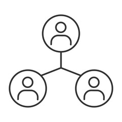 Poster - Company structure linear icon. Team hierarchy. Business network. Collaboration icon. Corporate organization. Thin line illustration. Contour symbol. Vector outline drawing. Editable stroke