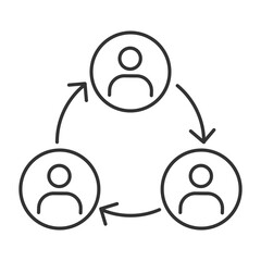 Poster - Team communication linear icon. Collaboration concept. Teamwork. Organizational structure. Information exchange. Thin line illustration. Contour symbol. Vector outline drawing. Editable stroke