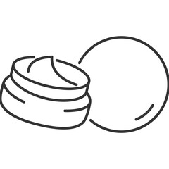 Poster - Cream jar linear icon. Skincare beauty product. Personal care. Facial cream. Beauty treatment packaging. Thin line illustration. Contour symbol. Vector outline drawing. Editable stroke