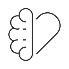 Poster - Emotional intelligence linear icon. Heart and brain. Emotional quotient. Emotions and logic balance. Compassion. Thin line illustration. Contour symbol. Vector outline drawing. Editable stroke