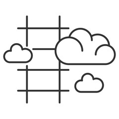 Poster - Ladder and clouds linear icon. Symbolizing aspiration and growth. Opportunity pursuit. Dreams and inspiration. Thin line illustration. Contour symbol. Vector outline drawing. Editable stroke