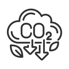 Poster - CO2 emissions pixel perfect linear icon. Greenhouse gas. Pollution reduce, decarbonization. Global warming, climate. Thin line illustration. Contour symbol. Vector outline drawing. Editable stroke
