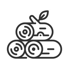 Poster - Logging linear icon. Tree cutting. Timber wood. Forest management. Wood harvest, processing and production. Thin line illustration. Contour symbol. Vector outline drawing. Editable stroke