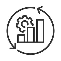 Poster - Efficiency graph cycle pixel perfect linear icon. Productivity chart, performance increase. Quality improvement. Thin line illustration. Contour symbol. Vector outline drawing. Editable stroke