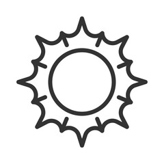 Fototapete - Sun linear icon. Symbol of sunny weather or summer. Clear sky. Weather forecast. Associated with hot days. Thin line illustration. Contour symbol. Vector outline drawing. Editable stroke