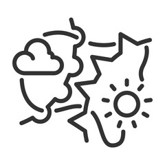 Fototapete - Weather fronts linear icon. Changing weather conditions. Atmospheric science. Meteorology. Sun, cloud and dynamic lines. Thin line illustration. Contour symbol. Vector outline drawing. Editable stroke