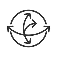 Fototapete - Coriolis force linear icon. Atmospheric dynamics. Earth's rotation effects. Global weather systems. Meteorology. Thin line illustration. Contour symbol. Vector outline drawing. Editable stroke