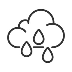 Fototapete - Rain linear icon. Cloud and raindrops. Rainy weather and precipitation. Weather forecast. Meteorology. Thin line illustration. Contour symbol. Vector outline drawing. Editable stroke