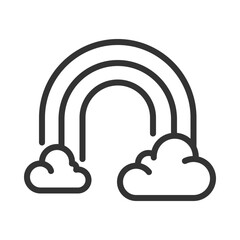 Fototapete - Rainbow and clouds linear icon. Symbolizing optimism, hope and weather phenomena. Colorful light after rain. Thin line illustration. Contour symbol. Vector outline drawing. Editable stroke