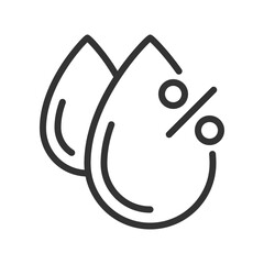 Fototapete - Humidity linear icon. Drops and percentage symbol. Atmospheric moisture level. Weather forecast. Meteorology. Thin line illustration. Contour symbol. Vector outline drawing. Editable stroke